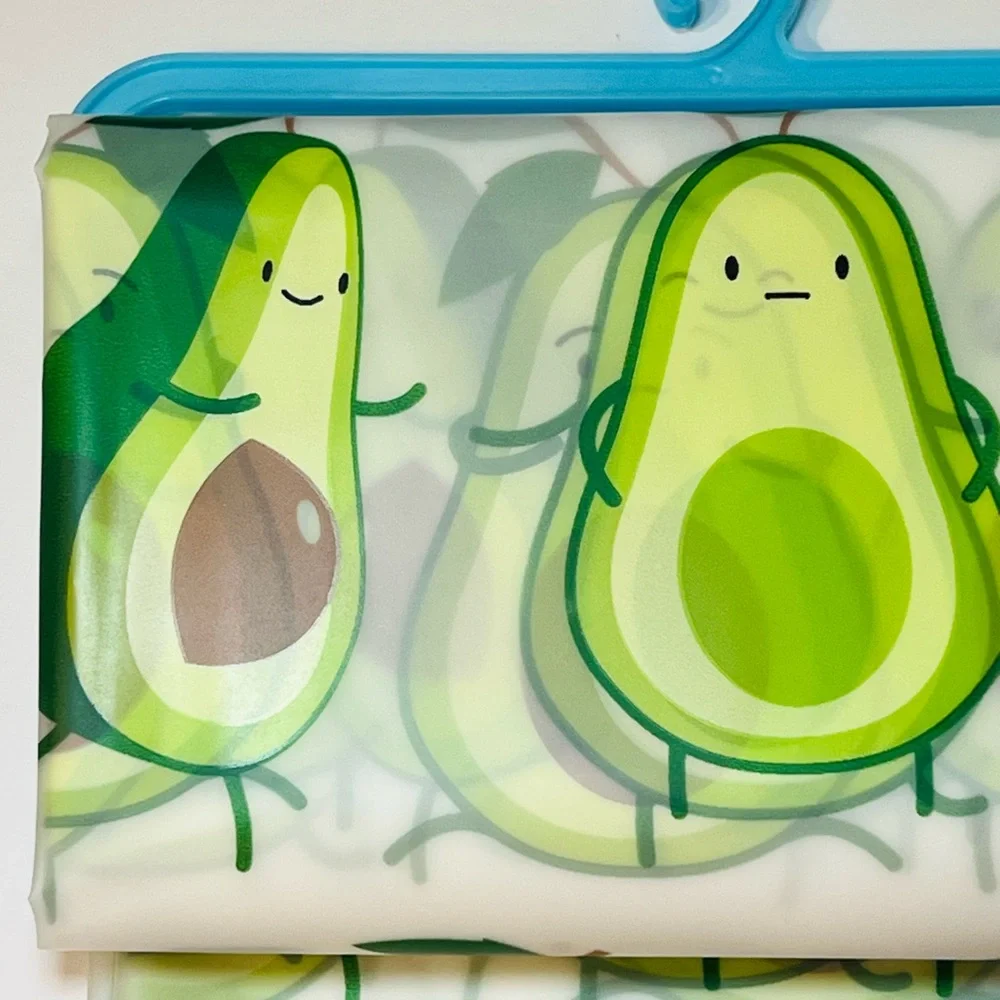 Avocado Dudes Peva Shower Curtain Hat Sunglasses Mustache Fun
